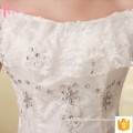 Elegant off-shoulder lace appliques cheap ball gown plus size wedding dress